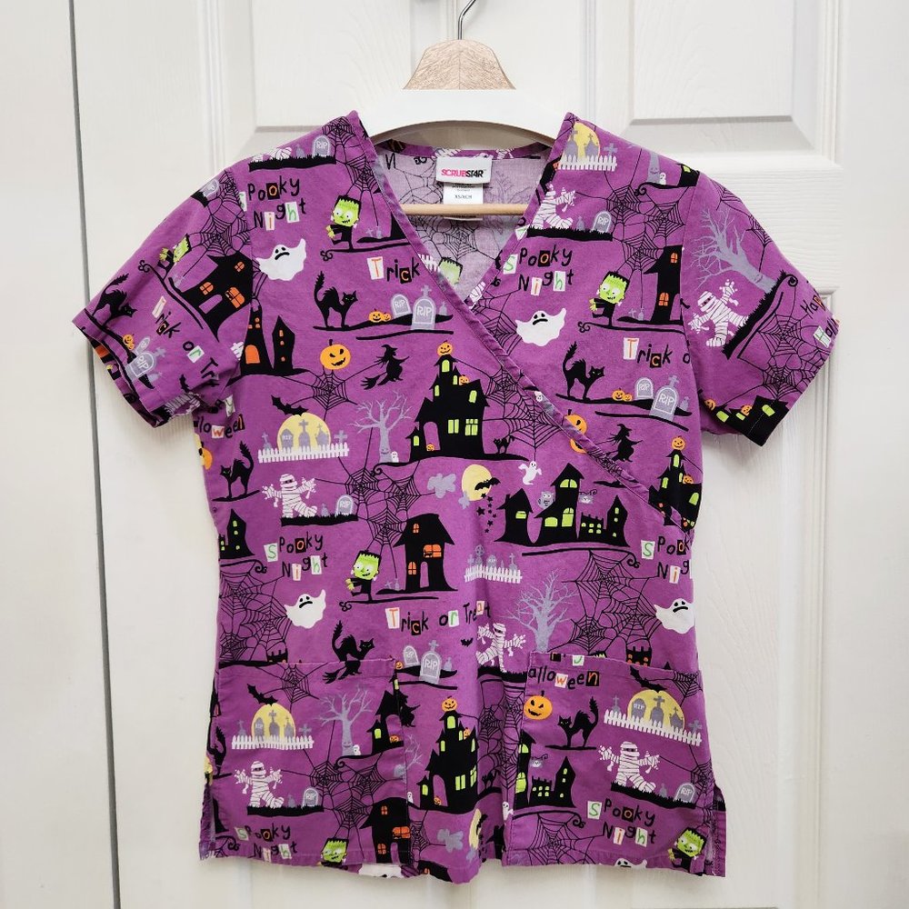 Scrubstar Halloween Print Scrub Top